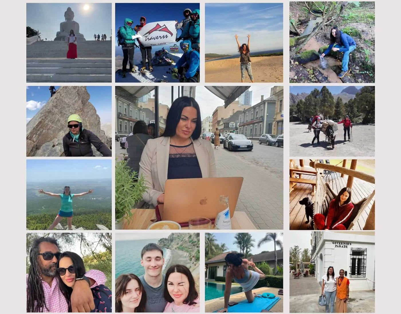 Inga climbing, travelling and at work